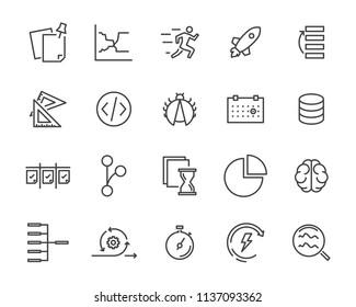 simple set of vector line icon, contain such lcon as speed, agile, boost, process, time and more