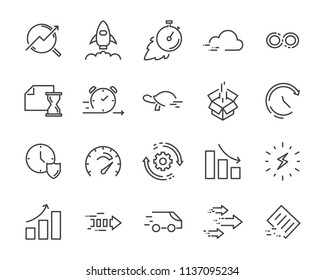 Simple Set Of Vector Line Icon, Contain Such Lcon As Speed, Agile, Boost, Process, Time And More