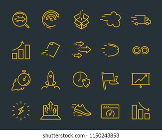 simple set of vector line icon, contain such lcon as speed, agile, boost, process, time and more
