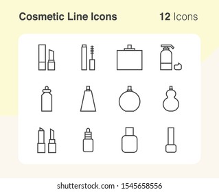 Simple set of vector line icons of cosmetic. Usable for modern concepts, web, apps and flyer. 