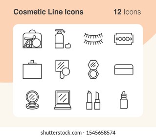 Simple set of vector line icons of cosmetic. Usable for modern concepts, web, apps and flyer. 