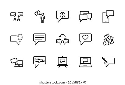 Simple set of vector line icons associated with chat icons. Contains icons such as chat, messaging, chat industry, and more. Editable Stroke. 48x48 pixels is perfect.