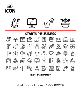 Simple set vector thin line start up business icon set suitable for website, business, mobile, apps store, promotion, office, and more. With editable stroke 48x48 pixel perfect on white background.