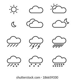 conjunto simple de iconos vectoriales en fondo blanco