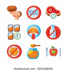 Simple Set Vegan and Vegetarian Vector Color Icons