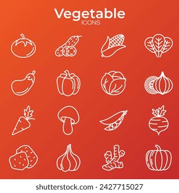Simple set of Vegetable icons. Elements for mobile concept and web apps. Thin line vector icons for website design and development, app development. Premium pack.