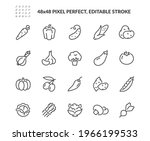 Simple Set of Vegetables Related Vector Line Icons. Contains such Icons as Tomato, Olives, Garlic and more. Editable Stroke. 48x48 Pixel Perfect.