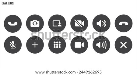 Simple set of Video call icon , Video conference, set of buttons template for mobile phone online app, ui. online meeting workspace, internet talk, vector illustration in transparent background.
