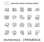 Simple Set of Video Conference Related Vector Line Icons. Contains such Icons as Group Chat, 360 Degree View Camera, Video Call and more. Editable Stroke. 48x48 Pixel Perfect.