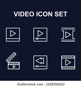 Conjunto simple de iconos de línea de vectores relacionados con el contenido de vídeo
