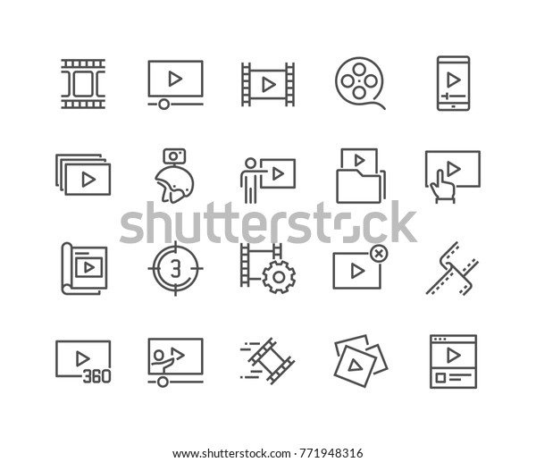 Simple Set of Video Content Related\
Vector Line Icons. \
Contains such Icons as Presentation, Stream,\
Library and more.\
Editable Stroke. 48x48 Pixel\
Perfect.
