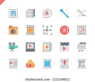 Simple Set Video Editing Flat Icons Stock Vector (Royalty Free ...