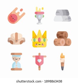 Simple Set Video Game Interface Vector Color Icons. Color with Editable stroke