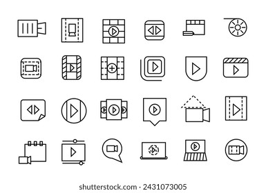 Simple Set of Video Production Related Vector Line Icons. It contains thin Icons Vector illustration.