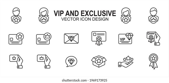 Simple Set of vip and exclusive Related Vector icon user interface graphic design. Contains such Icons as very important person, exclusive, primary, special, service, slot, room, invitation, starred