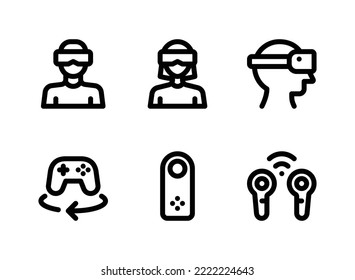 Simple Set of Virtual Reality Related Vector Line Icons. Contains Icons as Virtual Reality, Controller and more.
