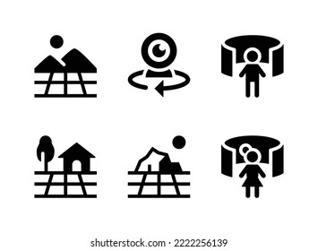 Simple Set of Virtual Reality Related Vector Line Icons. Contains Icons as Digital World, Camera, 360 View and more.
