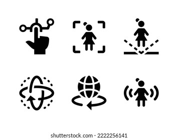 Simple Set of Virtual Reality Related Vector Line Icons. Contains Icons as Interaction, Body Scanning, Hologram and more.