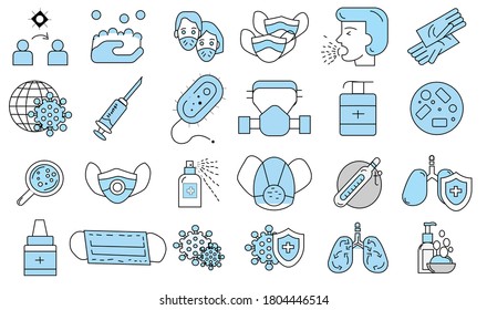 Simple Set of virus Related Vector Line Icons. Contains such Icons as bacteria, infection, disease, antibiotics, virus attack and more.