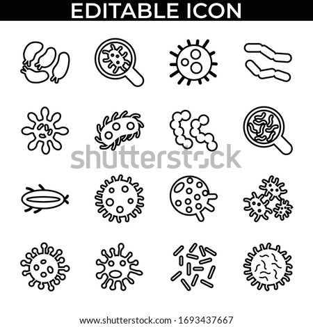 Simple Set of Viruses and Bacteria pictogram Vector Line and Fill Icons