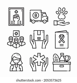 Configuración simple de iconos de línea de vectores voluntarios