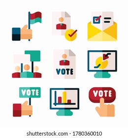 Simple Set Voting Election Vector Color Icons
