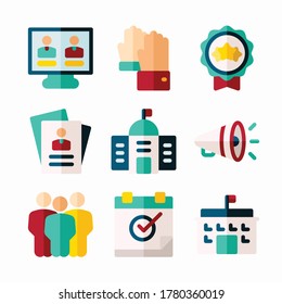 Simple Set Voting Election Vector Color Icons

