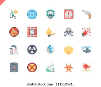 Simple Set Warnings Flat Icons for Website and Mobile Apps. Contains such Icons as Chemical, Radioactive, Toxic, Explosive, Flammable. 48x48 Pixel Perfect. Vector illustration.
