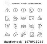 Simple Set of Warnings Related Vector Line Icons. Contains such Icons as Alert, Exclamation Mark, Warning Sign and more. Editable Stroke. 48x48 Pixel Perfect.