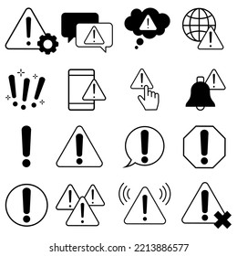 Simple Set of Warnings Related Vector Icons. Contains such signs as Alert, Exclamation illustration sign collection. Warning symbol and more.