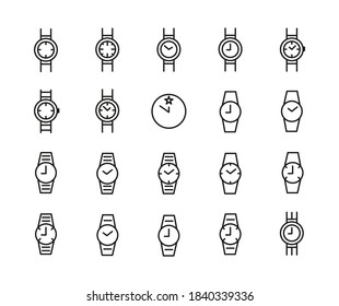 Simple Set Of Watch Outline Icons. Elements For Mobile Concept And Web Apps. Thin Line Vector Icons For Website Design And Development, App Development. Premium Pack.