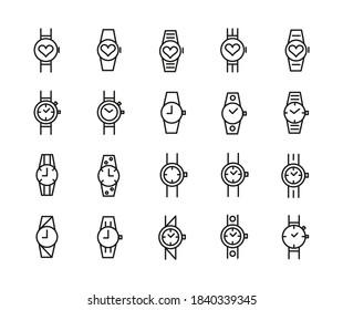 Simple Set Of Watch Outline Icons. Elements For Mobile Concept And Web Apps. Thin Line Vector Icons For Website Design And Development, App Development. Premium Pack.