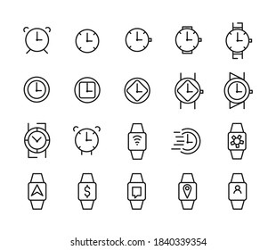 Simple Set Of Watch Outline Icons. Elements For Mobile Concept And Web Apps. Thin Line Vector Icons For Website Design And Development, App Development. Premium Pack.