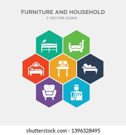 simple set of water dispenser, fauteuil, fainting couch, davenport icons, contains such as icons canopy bed, sleigh bed, daybed and more. 64x64 pixel perfect. infographics vector