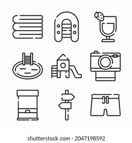 Simple Set Water Park Vector line Icons. Line with Editable stroke
