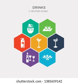 simple set of watermelon juice, wine toast, martinez, last word drink icons, contains such as icons tom collins, pisco sour, planter's punch and more. 64x64 pixel perfect. infographics vector