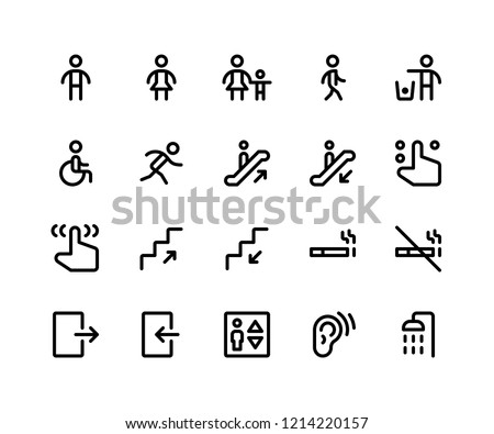 Simple Set of Wayfinding Related Vector Line Icons. Contains such Icons as sign, male, women, walking, run, wheelchair and More. pixel perfect vector icons based on 32px grid. Editable Strokes