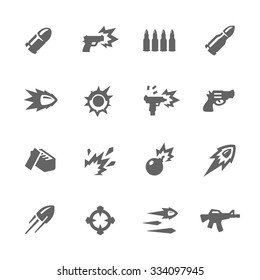 Simple Set of Weapon Related Vector Icons for Your Design.