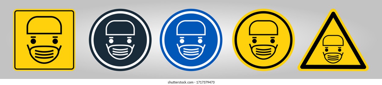 Simple set wear protective face mask icons for your design