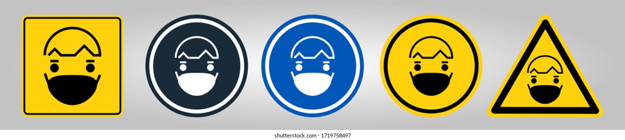 Simple set wear protective face mask icons for your design