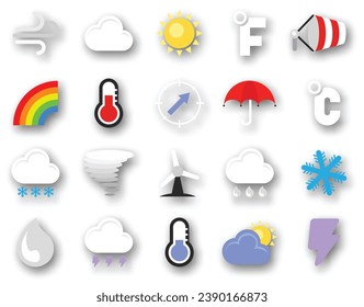 simple set weather icon illustration style flat