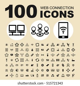 Simple Set of Web Connection Related Vector Icons. Contains such Icons as Internet, Web, Connect, Communication, Global, Technology, Mobile, Signal, Antenna, Media, Online, Location and more.
