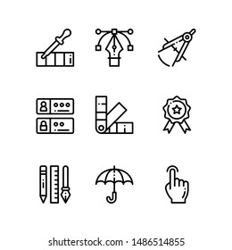Simple Set of web design Related Vector Line Icons. Contains such Icons as pipette, vector, compass and more.