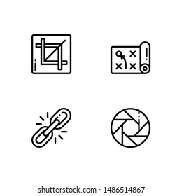 Simple Set of web design Related Vector Line Icons. Contains such Icons as crop, planning, link, and shutter.