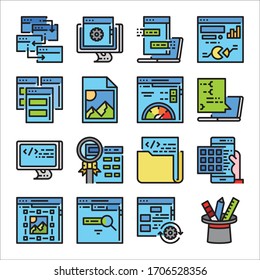 Simple Set of Web Development Related Vector Line Icons Color