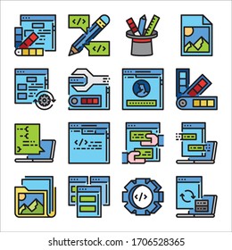 Simple Set of Web Development Related Vector Line Icons Color