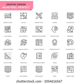 Simple Set Web and Graphic Design Line Icons for Website and Mobile Apps. Contains such Icons as Studio, Tools, App Development, Retouching. 48x48 Pixel Perfect. Editable Stroke. Vector illustration.