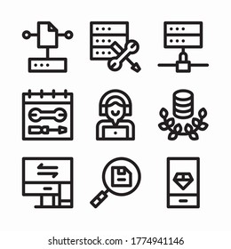 Simple Set Web Hosting Vector line Icons