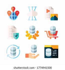 Simple Set Web Hosting Vector Color Icons