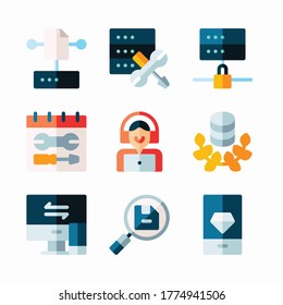 Simple Set Web Hosting Vector Color Icons
